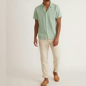 Marine Layer Men's L Theo Textured Silt Green Short Sleeve Shirt